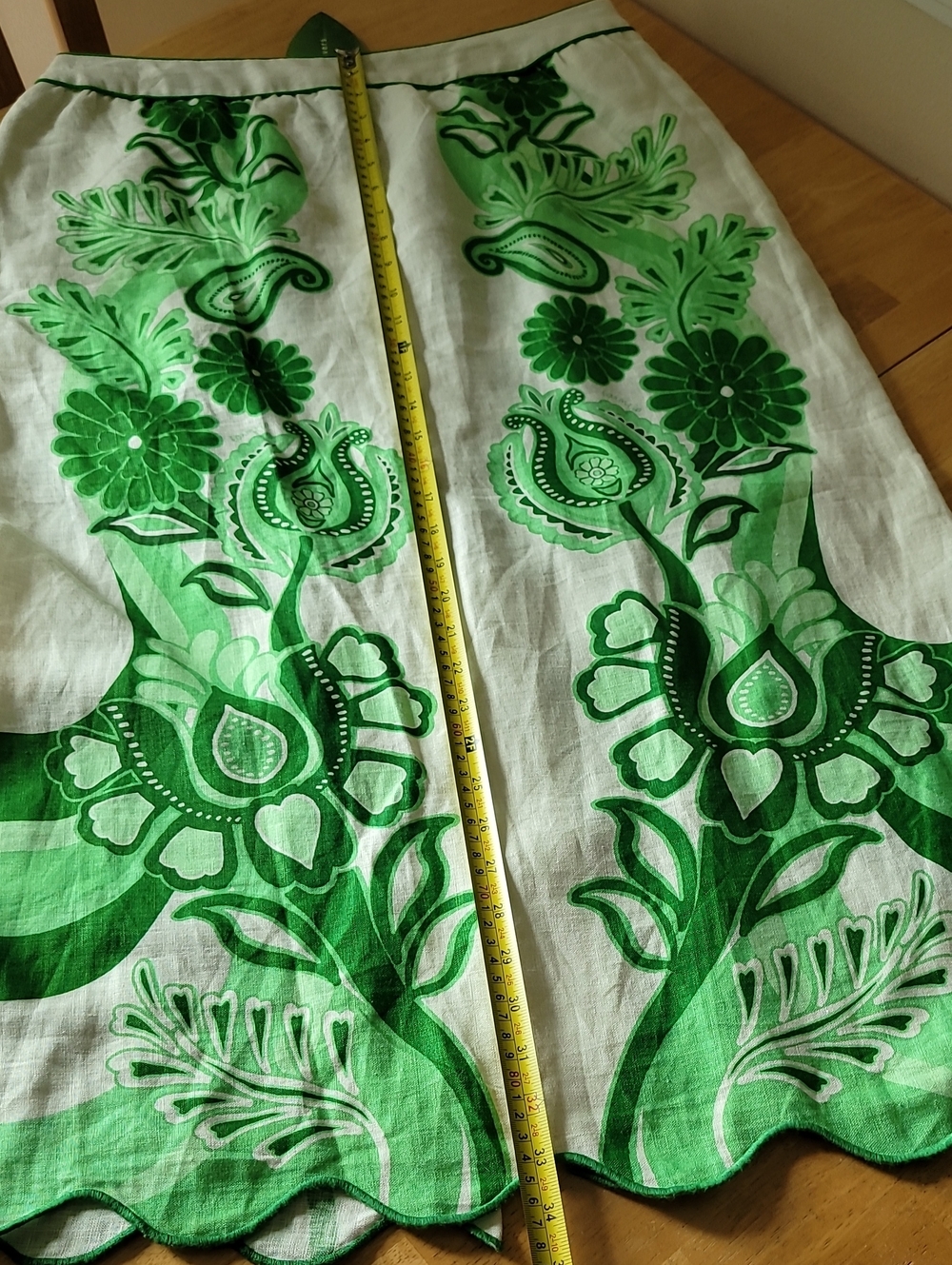 FARM Rio 100% Linen Color Festival Green Midi Skirt - Picture 9 of 13